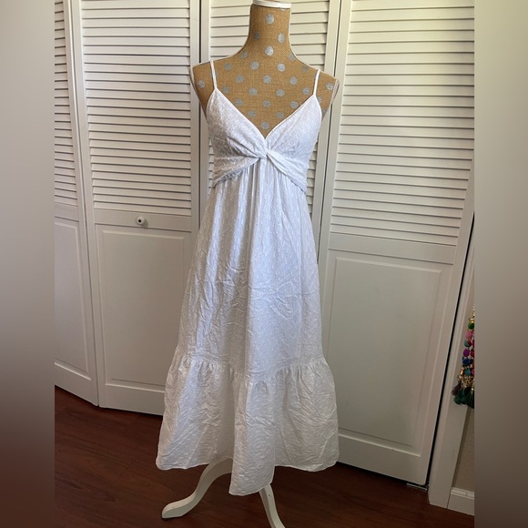 Banana republic white boho slimming long dress Sz 8 - Picture 4 of 12